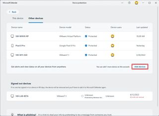 Defender app add device