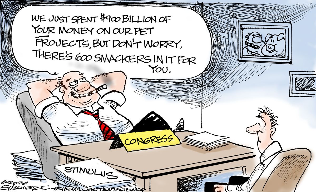 Political Cartoon U.s. Congress Coronavirus Stimulus Bill Checks 