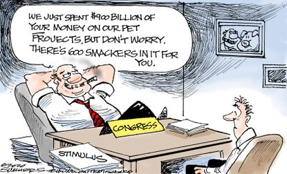 Political Cartoon U.S. Congress Coronavirus Stimulus Bill Checks