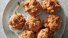 Plate of sweet potato crumb muffins