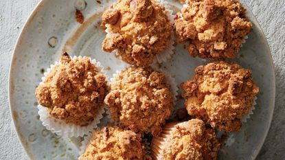 Plate of sweet potato crumb muffins