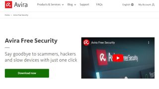 Website screenshot for Avira Free Security Suite