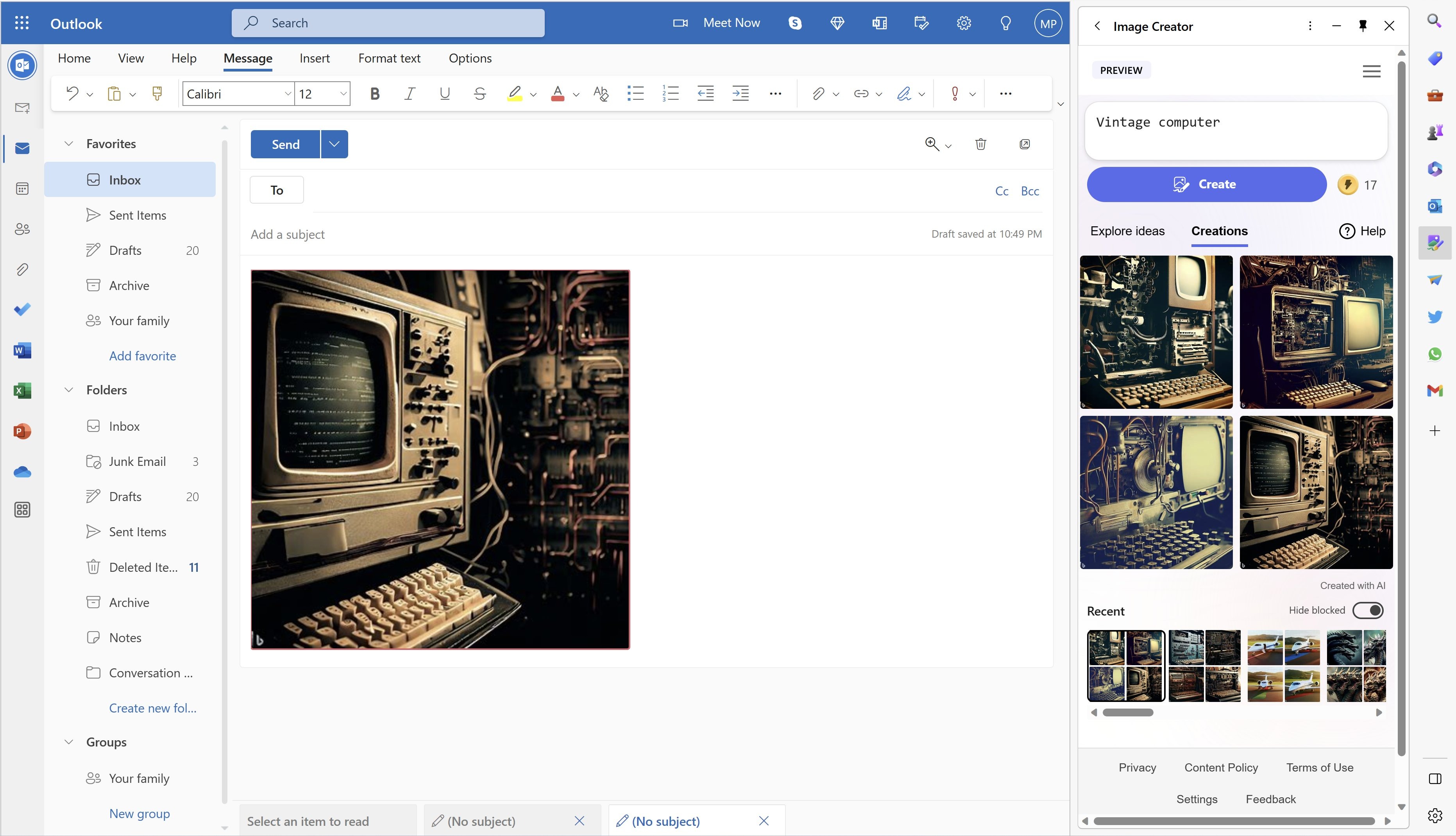 Bing Image Creator на боковой панели Microsoft Edge