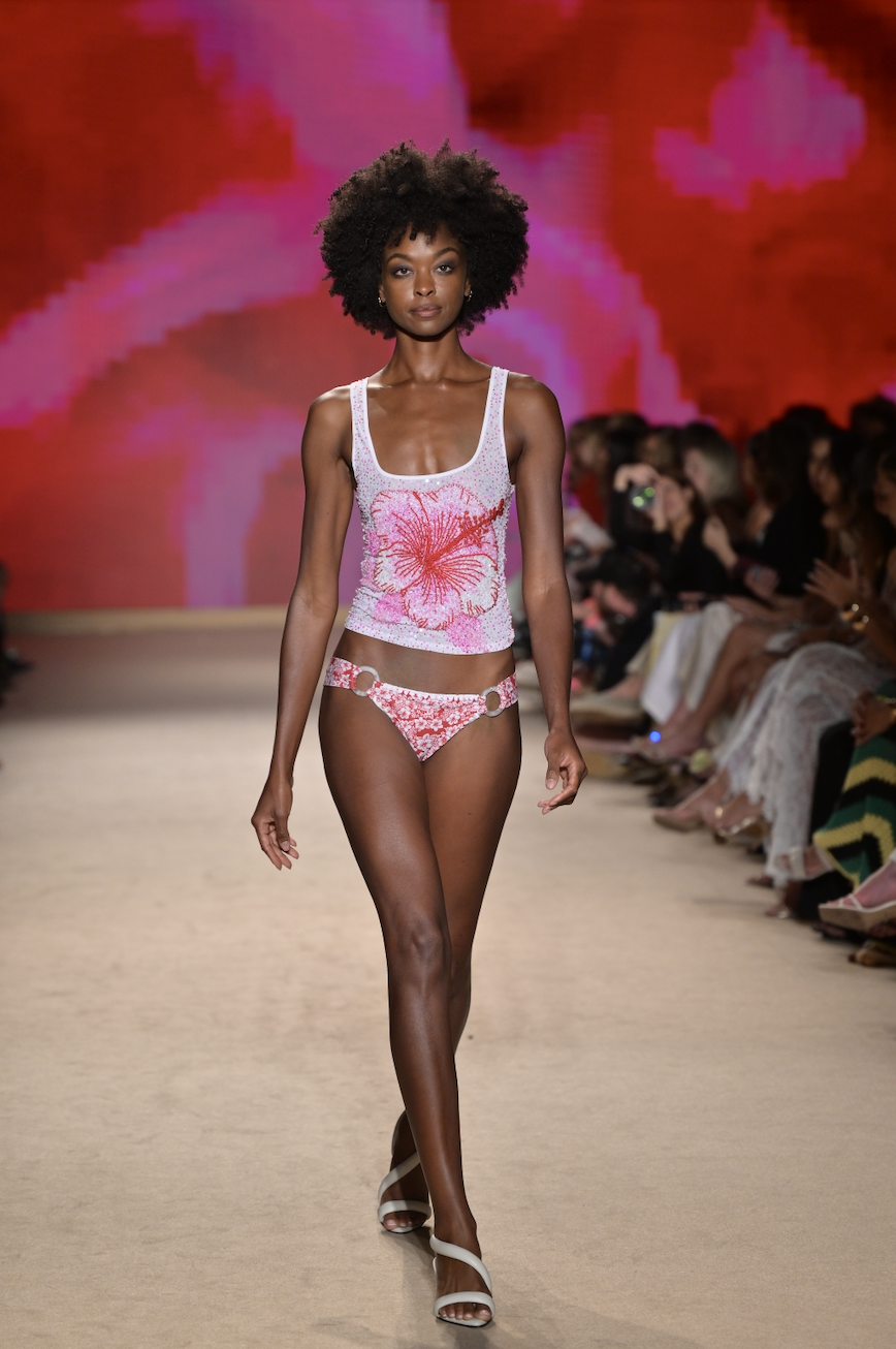 Leslie Amon model on the runway during Paraiso Miami Swim Week.
