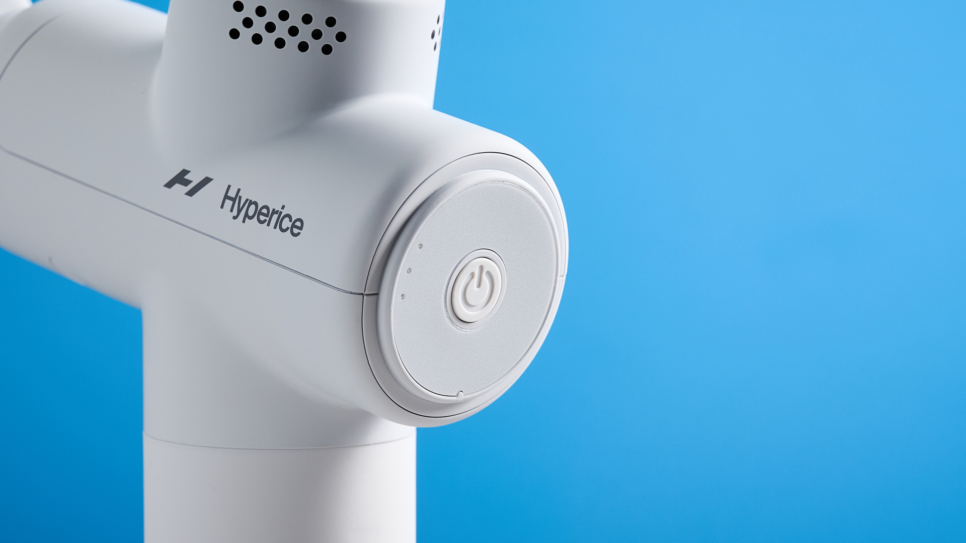 the hyperice hypervolt go 2 massage gun in white/gray with a bullet head attachment, flat head attachment, and a usb-c charging port