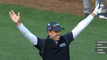 Charl Schwartzel pictured celebrating a shot