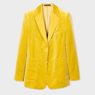 yellow tailored velvet blazer