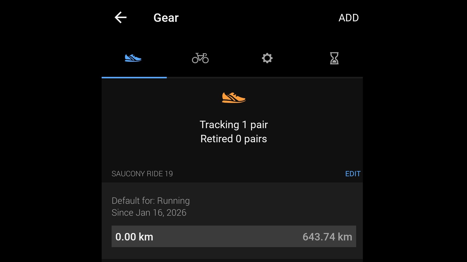 Garmin Connect's Gear Tracking feature