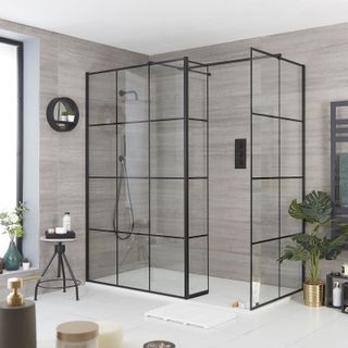 black framed shower enclosure