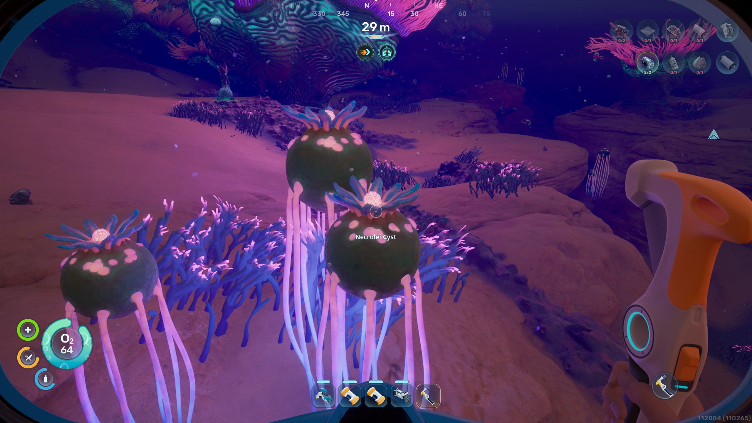 Subnautica 2 Strong Acid - Necrolei Cyst on top of Stilt Orb