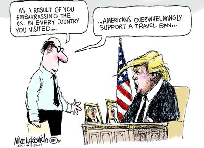 Political cartoon U.S. Trump abroad travel ban support