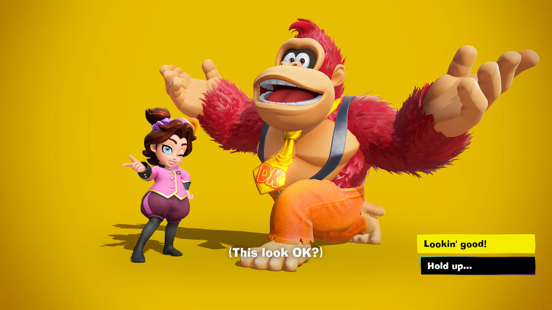 Choosing outfits in Donkey Kong Bananza.