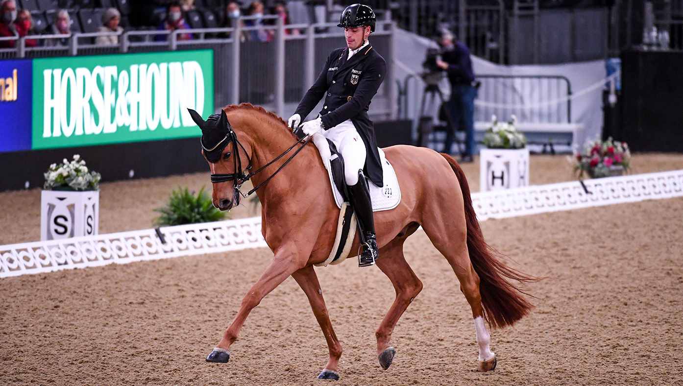 Frederic Wandres and Duke Of Britain at the London International Horse Show 2021