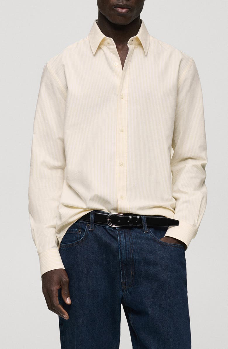 Regular Fit Stripe Cotton Button-Up Shirt