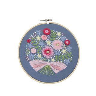 A blue flower embroidery hoop