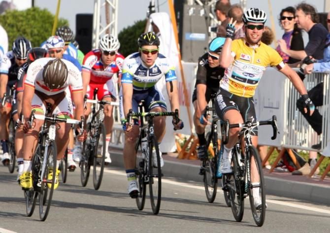 Mark Cavendish (Omega Pharma-Quick Step) made it three in a row at the Tour of Qatar