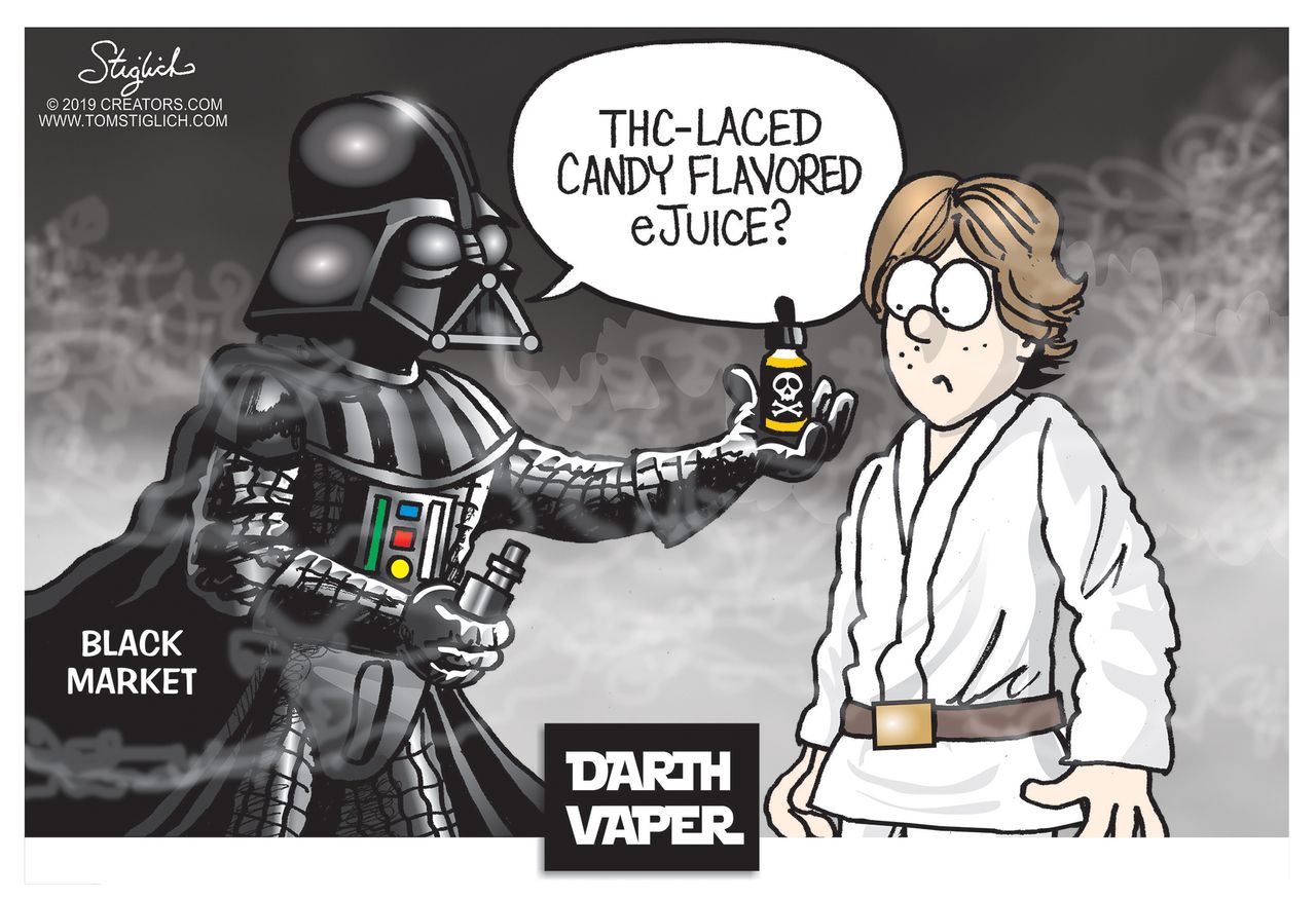 Editorial Cartoon U.S. vaping e-cigarette deaths Juul darth vader&amp;amp;nbsp;star wars