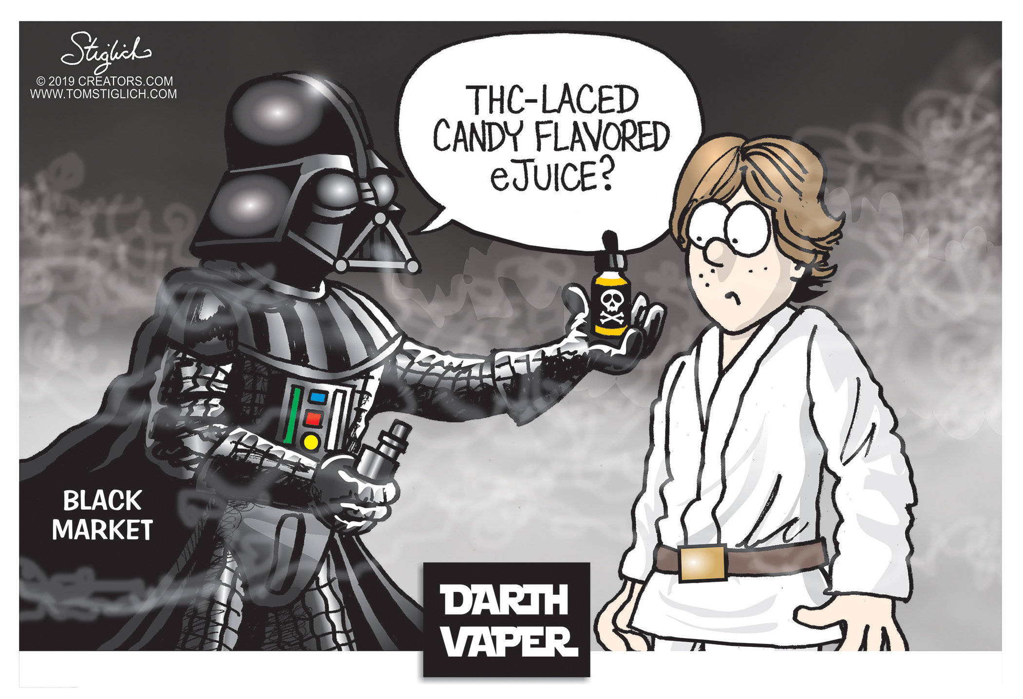 Editorial Cartoon U.S. vaping e cigarette deaths Juul darth vader