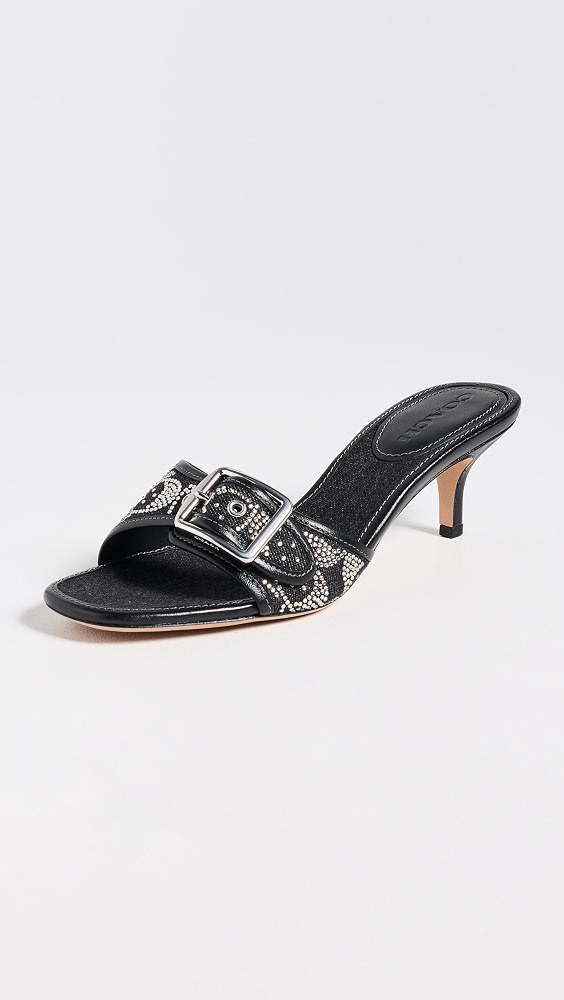 Margot Distressed Crystal Signature Sandals - Black Denim Crystals