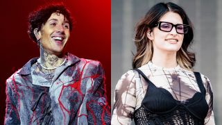 Separate pictures of Oli Sykes of Bring Me The Horizon and Courtney LaPlante of Spiritbox onstage
