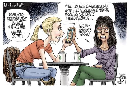 Editorial Cartoon U.S. online dating artificial intelligence modern romance