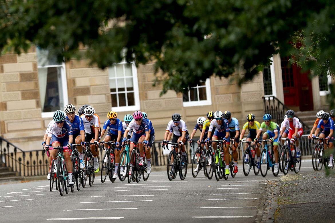 The women's road race in the European Championships in Glasgow