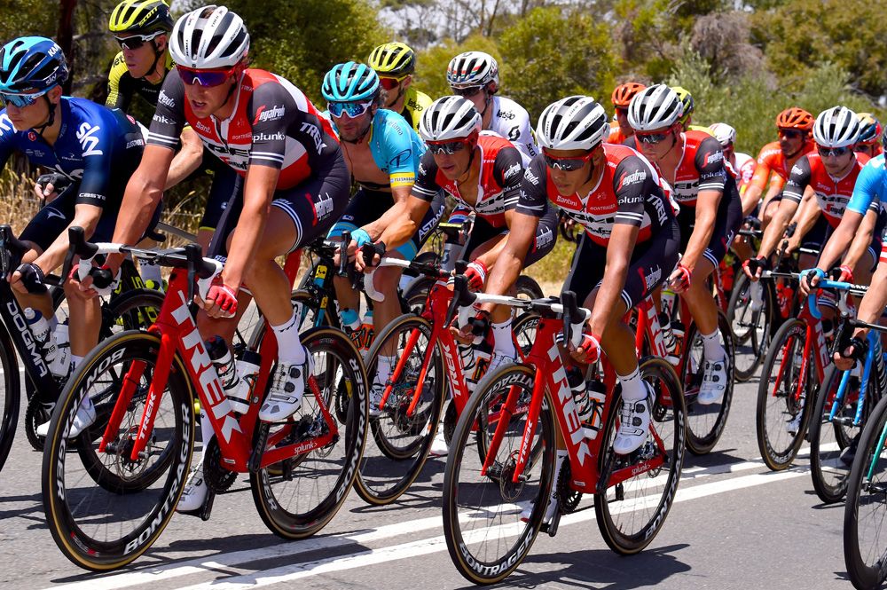 Richie Porte is protected by his Trek-Segafredo teammates