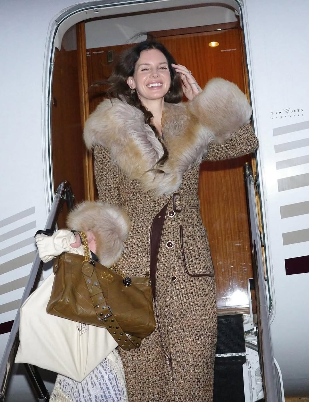Lana Del Rey carried a Valentino Panthea Bag after the show&#039;s Paris Fashion Week show