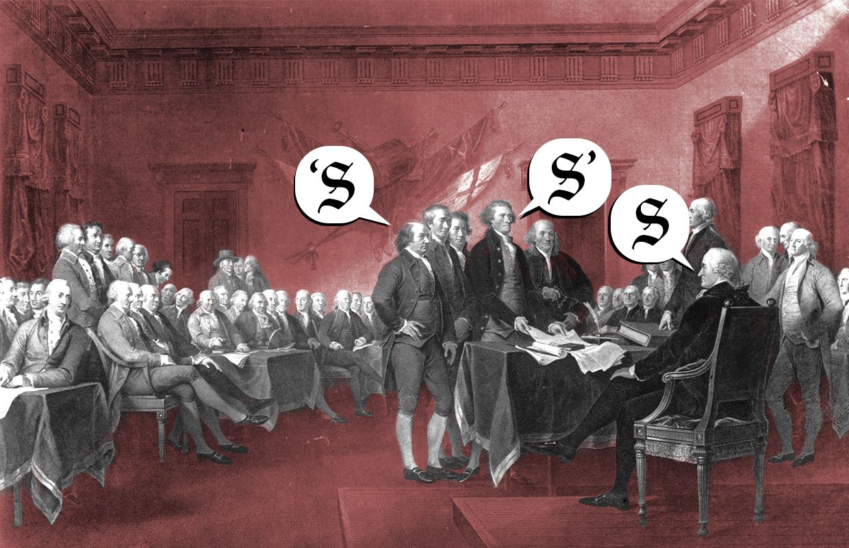 Founding fathers argue over grammar.