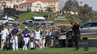 Tiger Woods takes a shot during the 2023 Genesis Invitational