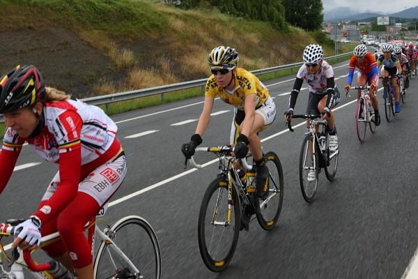 Race leader, Judith Arndt (HTC - Columbia Women) and Claudia H&auml;usler (Cervelo Test Team) were inseperable early in the stage