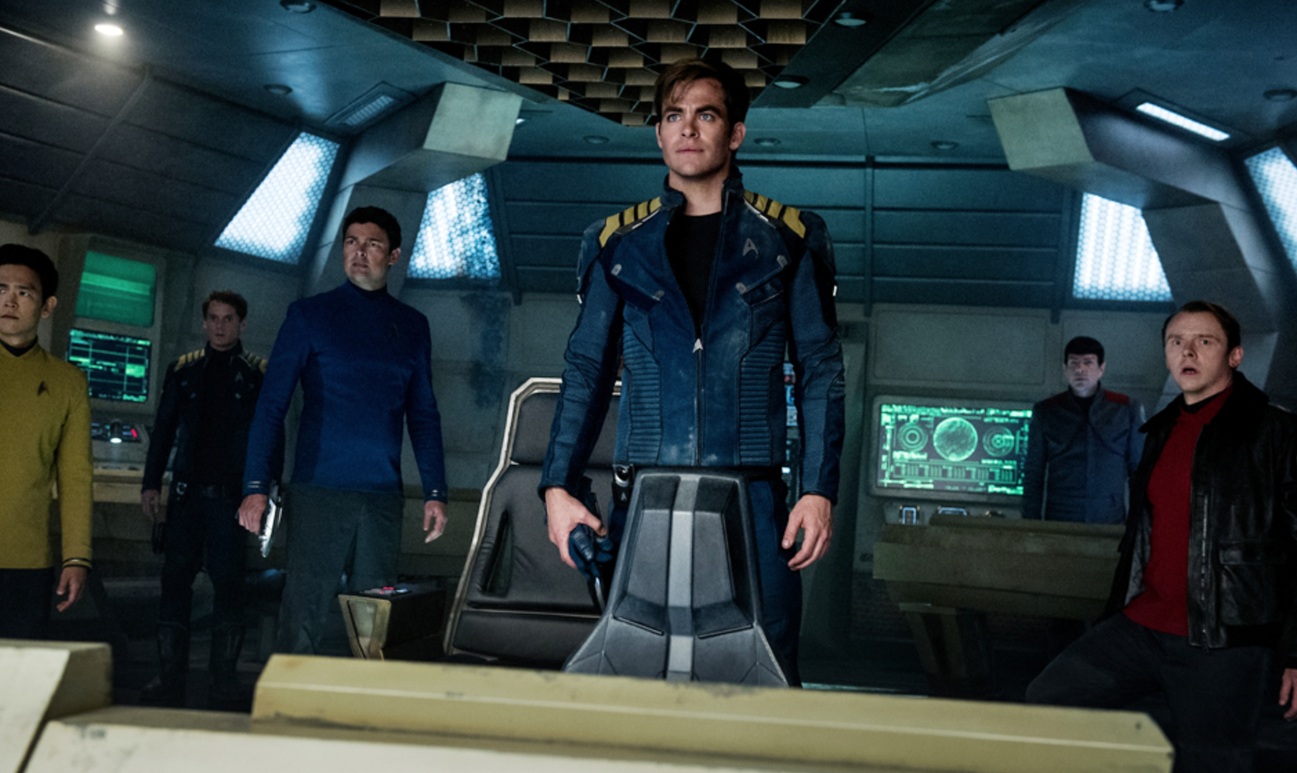 Star Trek Beyond cast aboard the Enterprise