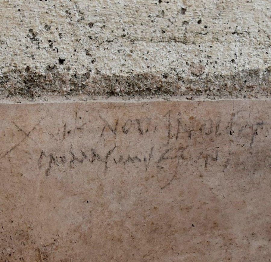 This graffiti, recently discovered on the wall of a Pompeii house, suggests that Mount Vesuvius blew its top in the autumn of A.D. 79, not in August as some had thought.