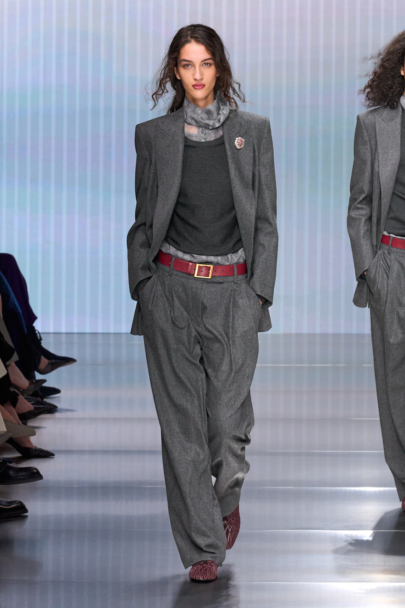 A model wore Margot Robbie's layered look on the Armani Fall 2026 runway