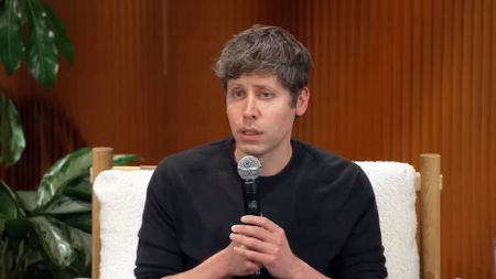 OpenAI's Sam Altman speaks about ChatGPT at a developer town hall meeting.