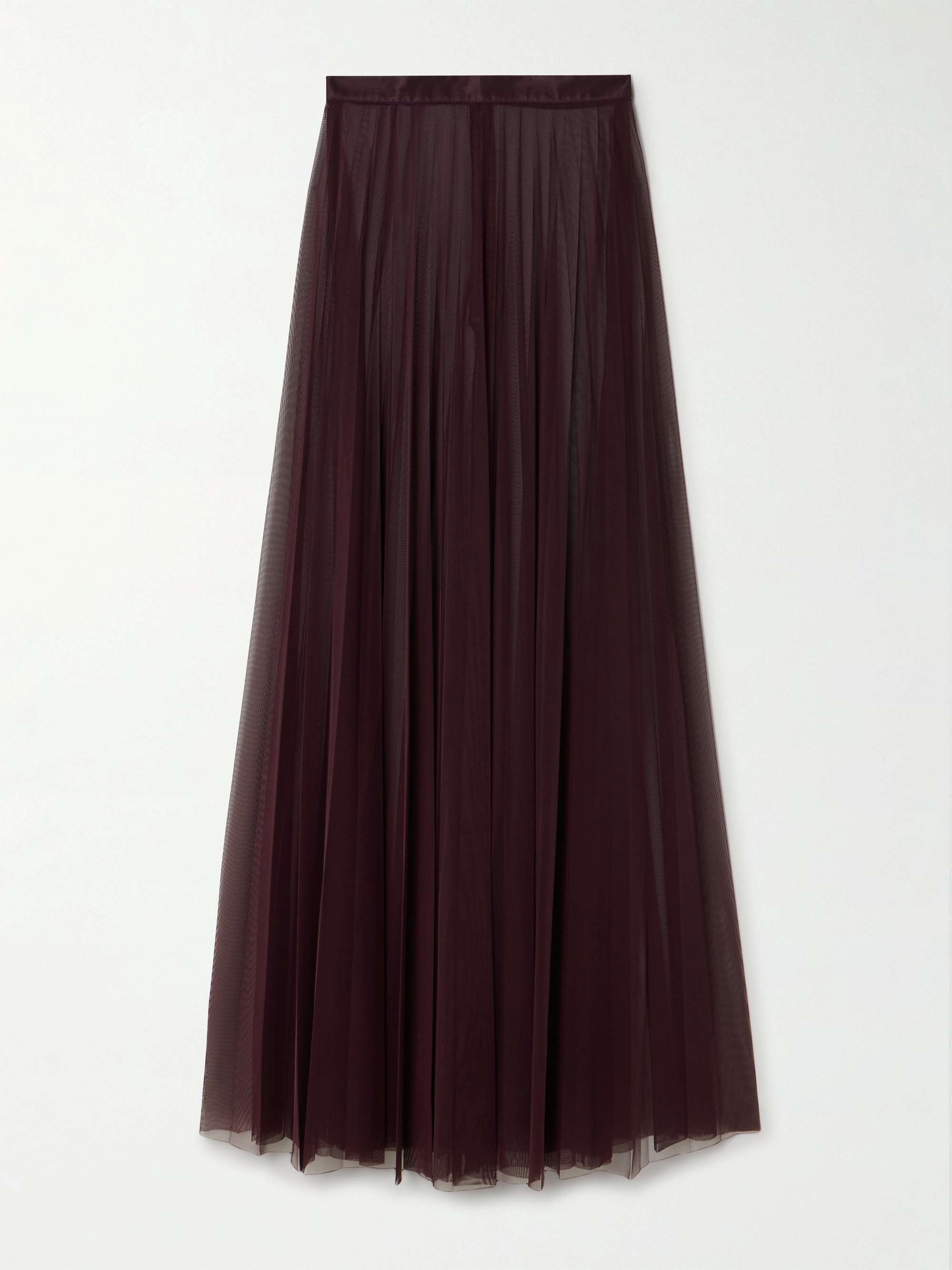 Vallen Pleated Mesh Maxi Skirt
