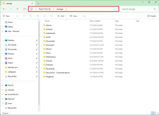 Android storage from File Explorer