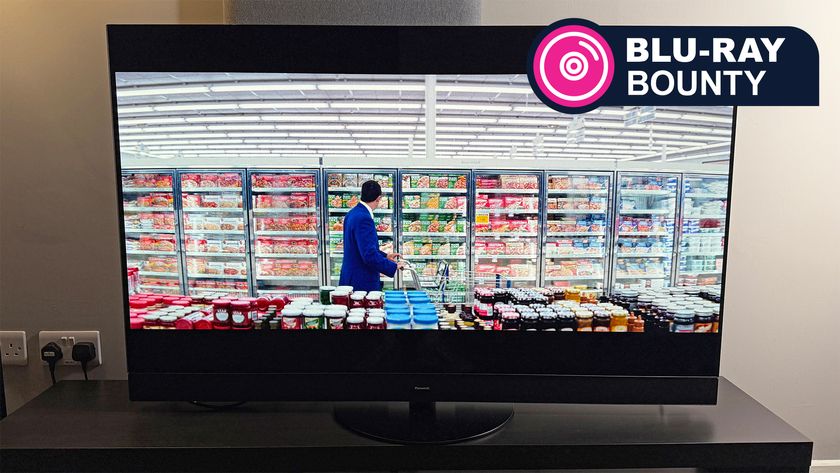 The movie Punch-Drunk Love playing a TV, with a logo saying Blu-ray Bounty