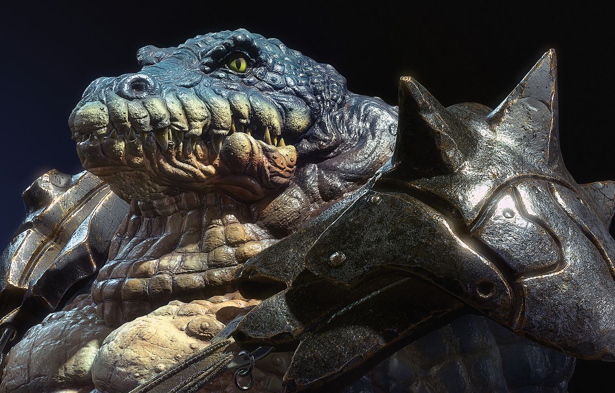 3D render of reptilian character Crocodylus by Richard Jusuf