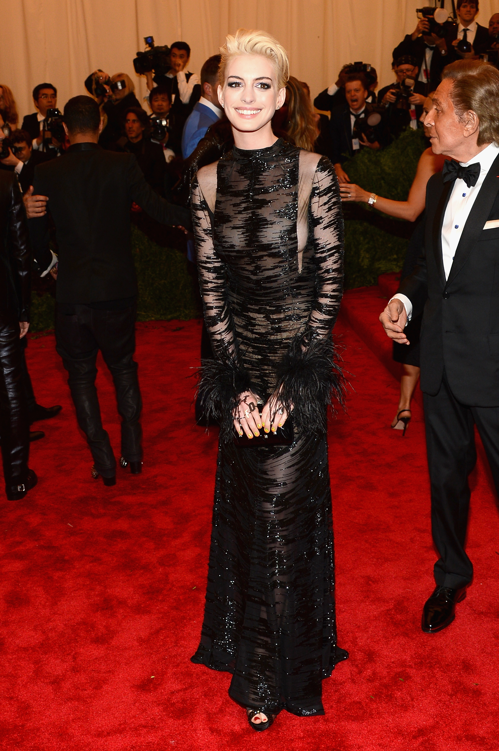 Anne Hathaway wore a sheer naked dress at the Met Gala 2013