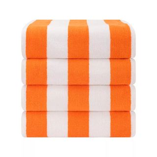 striped orange and white towel set