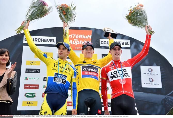 Andrew Talansky (Garmin-Sharp) wins the Crit&eacute;rium du Dauphin&eacute; ahead of Alberto Contador (Tinkoff Saxo) and Jurgen Van Den Broeck (Lotto-Belisol)