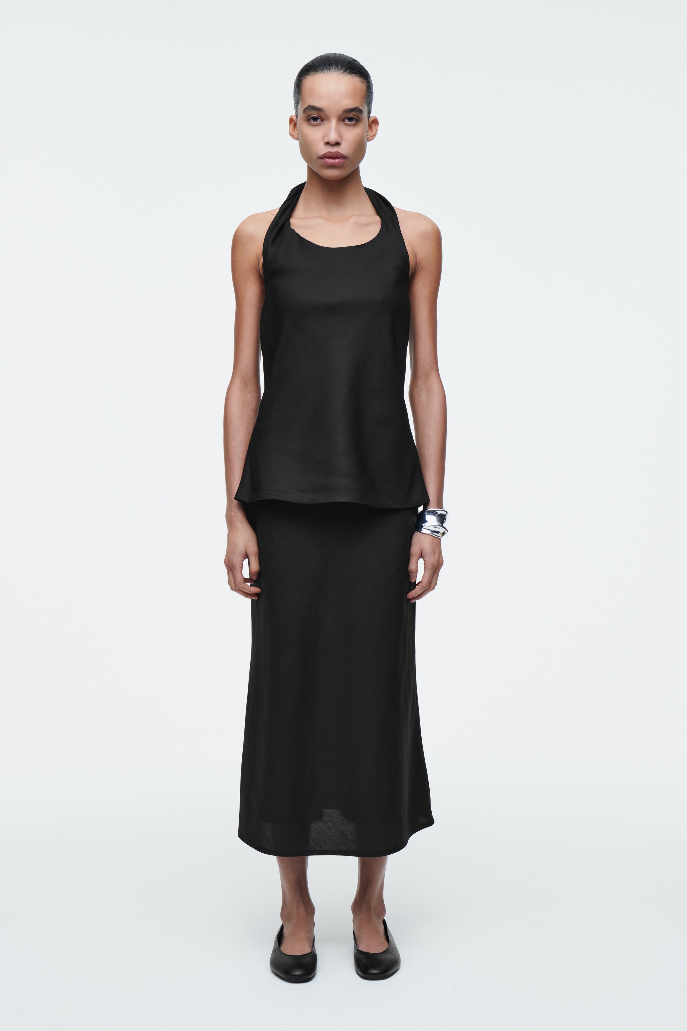 Twist-Detail Linen-Blend Top