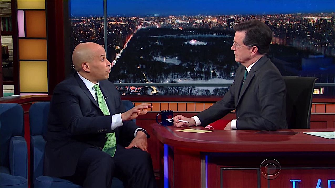 Stephen Colber, Cory Booker talk love, Ted Cruz, replacing Scalia