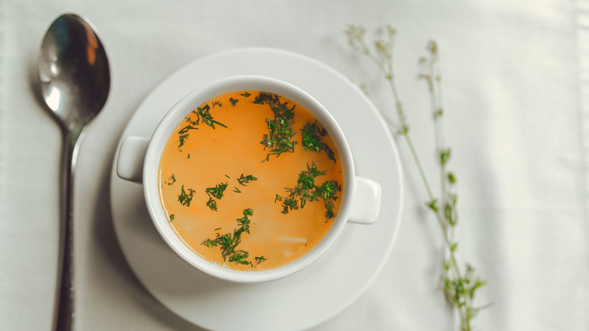 A bowl of chicken broth