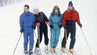 Prince Charles, Princess Diana, Sarah Ferguson and Prince Andrew on the Swiss slopes