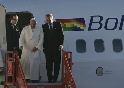 Pope Francis arrives in Bolivia.