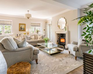 Neutral living room in period coastal cottage in Northumberland