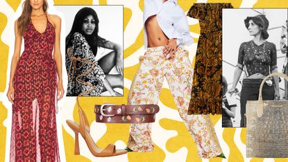 collage of bohemian fashion and style icons