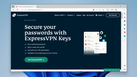 Website screenshot for ExpressVPN Keys